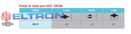 DX117 Ponta de Solda para DSX e DXV80 Weller