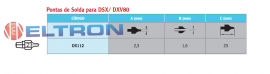 DX112 Ponta de Solda para DSX e DXV80 Weller